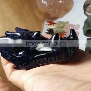 Hotsale Natural Blue Sandstone Crystal Dragon Skull for Gift thumbnail-3
