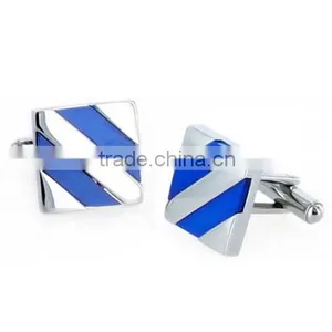 Men's Stainless Steel Diagonal Stripe Inlay Cuff Links thumbnail-2