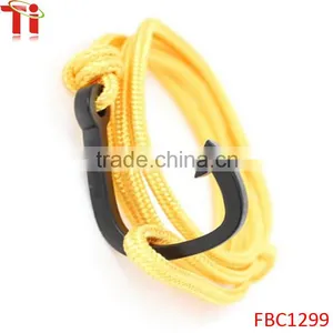 Black Fish Hook Bracelets on Colorful Nylon Ropes Wholesale Yellow thumbnail-3