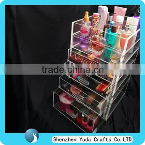 Clear Countertop Plexiglass Cosmetic Display Showcase Acrylic 5 Drawers Clear Makeup Organizer thumbnail-2