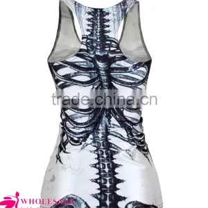 High Quality Milk Silk Underwaist Tank Top Women Bones/X Ray/Skeleton Black Summer Tank Top BX006 thumbnail-5