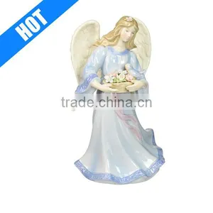 Custom Porcelain Angel Flower Basket Musical Figurine thumbnail-1
