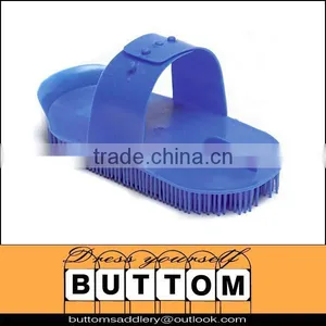 Horse Curry Brush Plastic Horse Curry Brush With Hand Strap,12.8*6cm,blue thumbnail-1