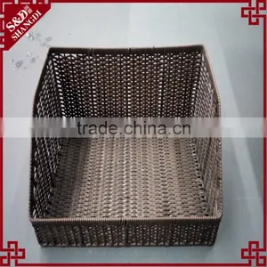 S&D Poly Rattan Brown Wicker Storage Basket Imitation Supermarket Display Basket Fruit Basket thumbnail-2