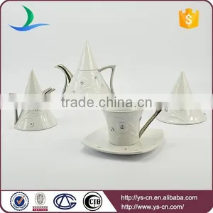 Silver Plated Ceramic Coffee Set With Diamond thumbnail-1