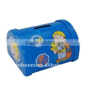 Blue D Shaped Tin Money Saving Box thumbnail-1