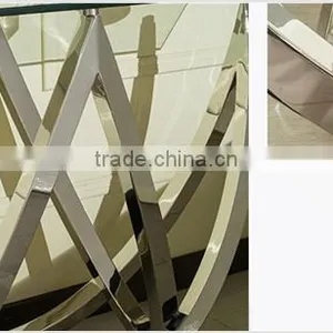 Special Shape Tempered Glass Top Console Table Set With Stainless Steel Base For Home Use thumbnail-4