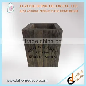 Unique Custom Vintage Wooden Pen Holder With Hand Carved Logo thumbnail-2