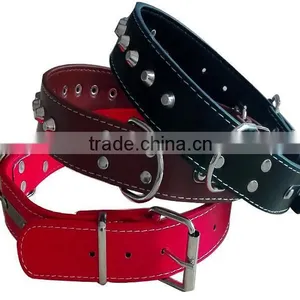 CY114 Wholesale PU Lady Dog Collar Comfort Leather Single Row Rivets Collar Alloy Spikes Gentle Rivet Dog Collar thumbnail-1