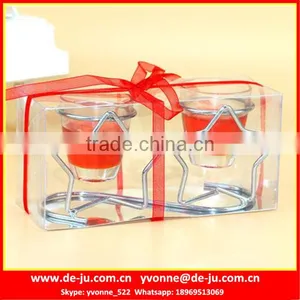 Two Star Steel Holder Red Gel Wax Made Jelly Candle thumbnail-1