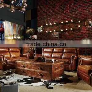 2016 Newest High Quality Vintage Retro Style Top Grain Leather Sofa S120# thumbnail-2