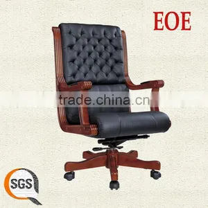 Antique Wood Office Chair Manager Chair Office Leather Executive Chair thumbnail-1