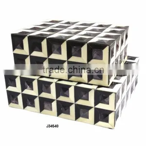 Black and White Pattern Bone Box Available in All Sizes and Colours thumbnail-1
