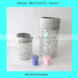 Cylinder Graceful Wedding Ornament Modern Silver Mosaic Blown Cheap Wholesale Vases thumbnail-1