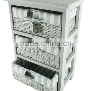 Foldable Wooden Storage Chest With Wicker Drawer thumbnail-1