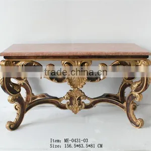 Arabic Living Room Furniture Hand-Carved Console Desk With Marble thumbnail-1