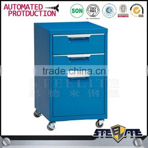 Light Blue Office Filing Cabinet Metal Mobile Filing Cabinet With 3 Drawer thumbnail-2