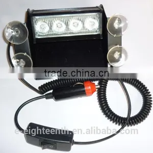 4 LED EMERGENCY WINDSHIELD SUCKER WARNING STROBE FLASH LIGHT FOR CAR YELLOW 12V thumbnail-1