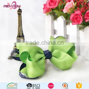 Latest Design Green Handmade Ribbon Grossgrain Hair Bows for Women thumbnail-4