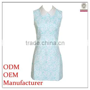 Newly Lovely Jacquard Wite Peter Pan Collar Sleeveless Short Dinner Dress thumbnail-1