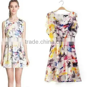 HD-D216 Stock Elegant Floral Ladies Dress/OEM Woman Dress/OL Dress thumbnail-1