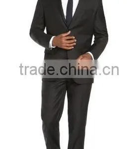 Black Pinstripe Wool 2-Button SuitWith Flat Front Pants (SHT1093) thumbnail-1