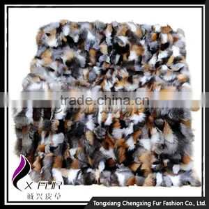 CX-D-38 Luxury Patchwork Winter Fashion Genuine Fox Fur Throw Blanket thumbnail-1