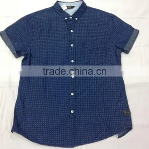 Printed Denim Shirt With With Bleach Washed thumbnail-1