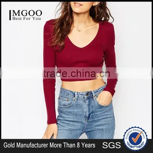 MGOO OEM/ODM Cheap Price Wine Party Club Sweater Stock Short Sweater Top Sexy V-Neck Sweater Women JR8562 thumbnail-1