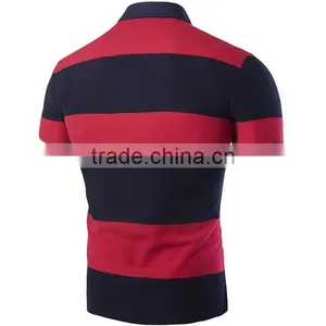 2016 Custom Factory Wholesale Striped Tee Shirt Men Short Sleeve Polo Turn-down Collar Man Shirt thumbnail-3