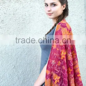 Large Hot Pink Summer Shawl, Sequin Shawl, Indian Shawl, Magenta Scarf, Embroidered Scarf, Crimson Shawl, Silk Scarves, Belly da thumbnail-4