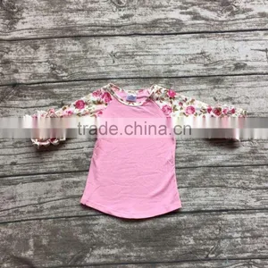 Free Shipping Girls Clothes O-neck Baby Girls Kids Icing Ruffle Raglan Tops Shirts Girls Casual Tops Fall Autumn Top T-shirt thumbnail-6