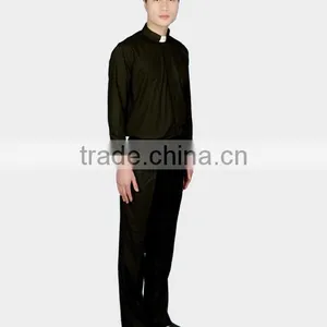 Long Sleeve Men's Black Clergy Shirts thumbnail-1