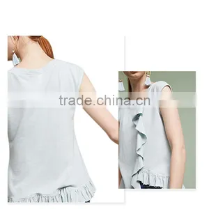 2017 Fashion Women Patchwork Solid Sleeveless T-shirt thumbnail-2