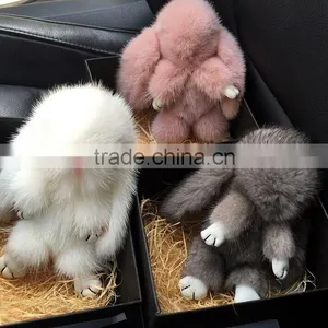 Mink Fur Rabbit Shape Key Chain Different Colors Fur Ball Keychain for Girl's Bag thumbnail-6