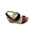 Comfortable PU / Mesh Material Black Ladies Wedge Sandals With 9cm Heels thumbnail-1