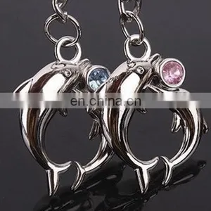 Fashion New Hot Selling Loving Rhinestone Dolphins Keychain Couple Valentine's Day Gift thumbnail-1