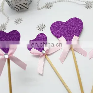 New Design Purple Heart With Bow Wedding Birthday Cake Topper thumbnail-3