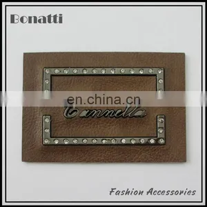 Latest Design pu Leather Labels or Patches Metal Logo High Quality thumbnail-1
