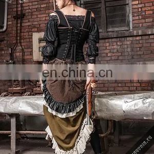 Gothic Off-shoulder Top Made of Soft Stretchy Wet Leather Look Fabric thumbnail-6