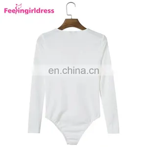 Ladies Long Sleeves White Knitting Swear Bodysuit Women Jumpsuits And Rompers thumbnail-6