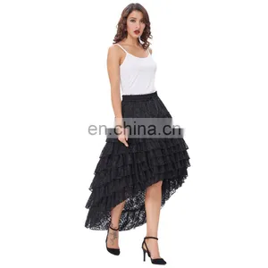 Belle Poque Ladies High-Low Hemline Design Black Amelia Steampunk Ruffled Lace Cake Skirt Popular Skirt BP000221-2 thumbnail-3