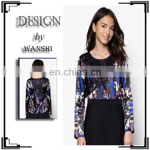 Layered Digital Print Ladies Top Fashion Design Long Sleeve Women Shirts and Tops thumbnail-1