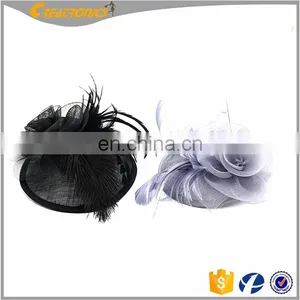 Womens Feather Mesh Net Sinamay Fascinator Hat Based Fascinator With Hair Clip Sinamay Hat Tea Party Derby thumbnail-4