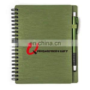 Mercury Spiral Round 70sheets Lined Notebook Set With Stylus Ball Pen and Solid Metallic Textured Cover thumbnail-3