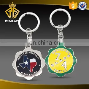 Custom Shiny Silver Flower Shape Keychain With Hard Enamel Color thumbnail-1
