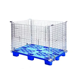 Folding Stacking Wire Steel Cage Pallet thumbnail-1