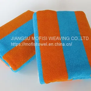 Blue and Orange Color Stripe 100% Cotton Beach Pool Towel thumbnail-4
