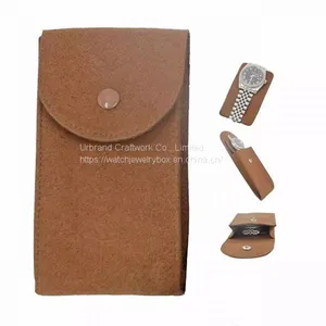 Brown Leather Travel Jewelry Pouch Portable Watch Storage Box for Men &Women thumbnail-1