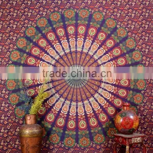 Indian Tapestry Cotton Multicolored Mandala Print Vintage Wall Hanging Tapestries Throw Bedsheet thumbnail-1